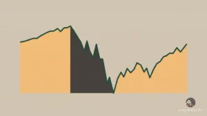 S&P 500 폭락과 회복을 상징하는 급락 후 우상향 그래프 일러스트