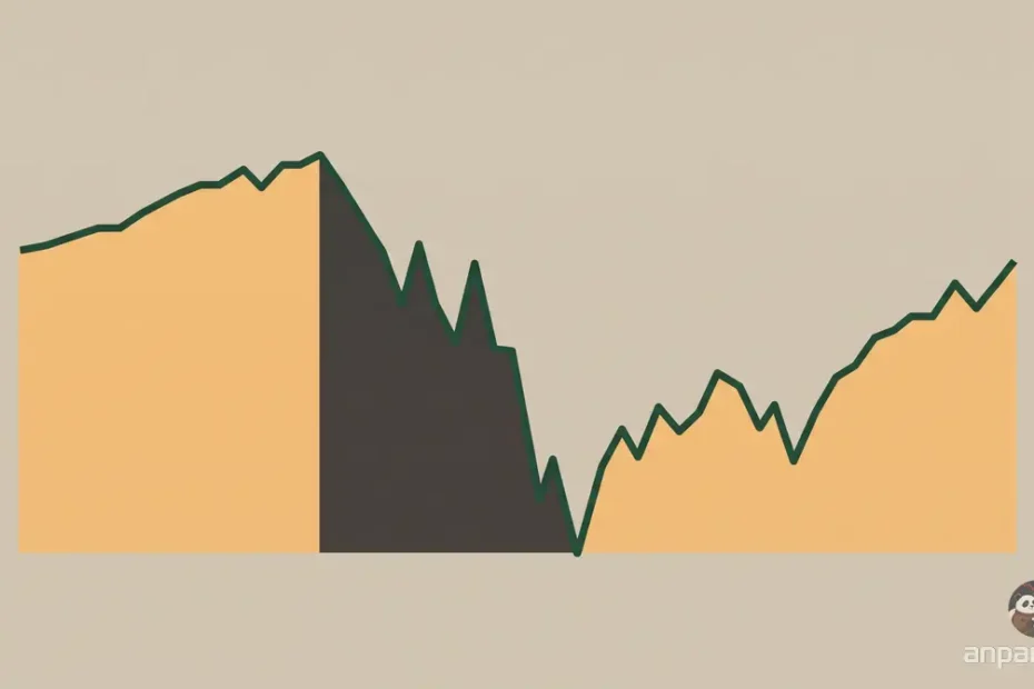 S&P 500 폭락과 회복을 상징하는 급락 후 우상향 그래프 일러스트