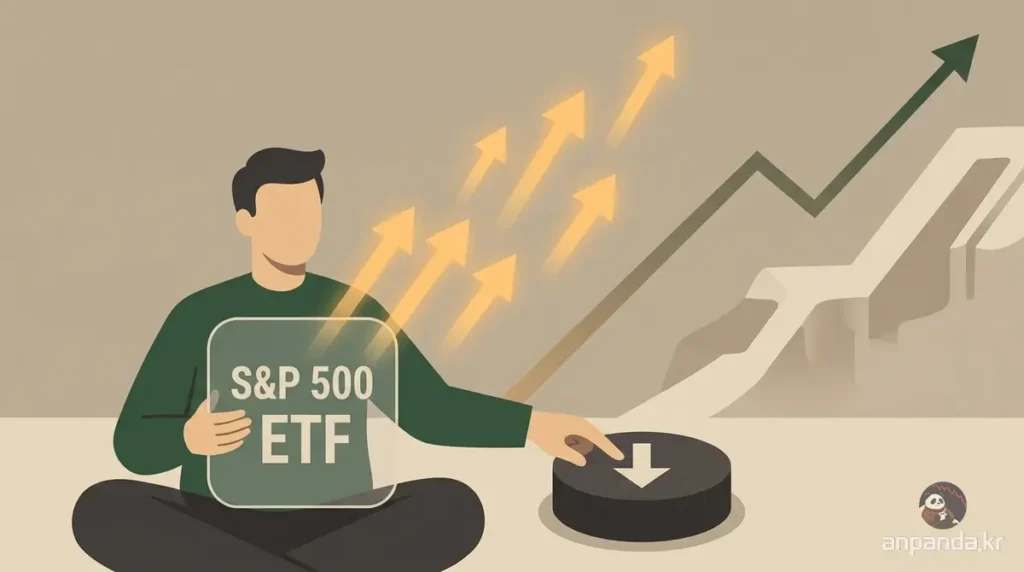 미국 주식 폭락장에서 S&P500 ETF를 매도하여 이후 반등하는 '최고의 날'을 놓치는 투자자 일러스트