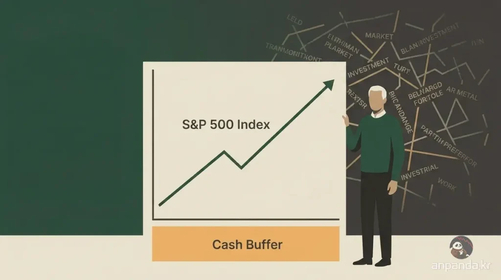 복잡한 자산 배분을 버리고 S&P 500과 현금을 택한 단순한 투자 전략 일러스트